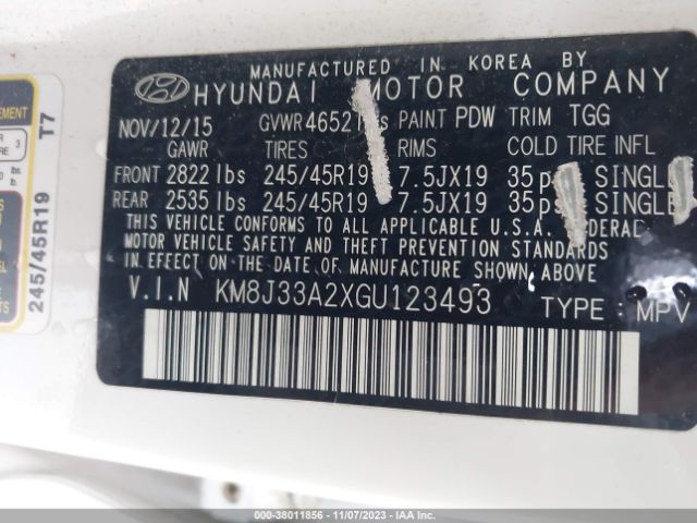 Photo 8 VIN: KM8J33A2XGU123493 - HYUNDAI TUCSON 