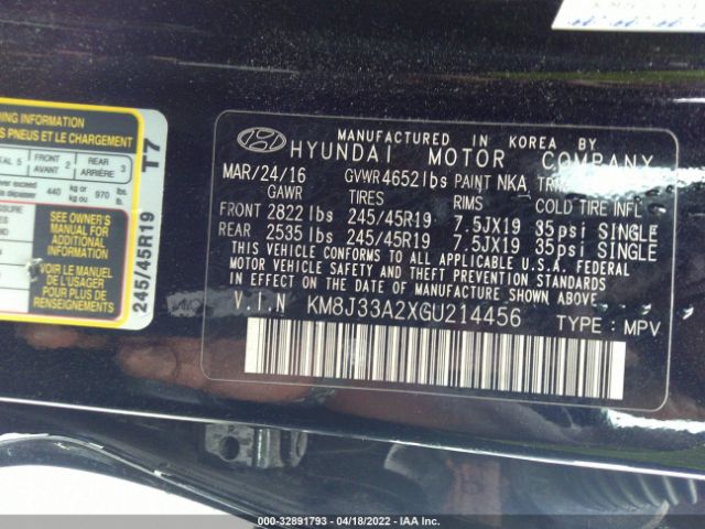 Photo 8 VIN: KM8J33A2XGU214456 - HYUNDAI TUCSON 