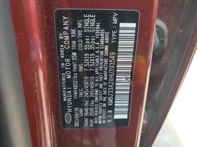 Photo 12 VIN: KM8J33A2XHU393549 - HYUNDAI TUCSON LIM 