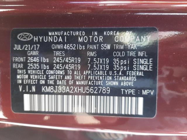 Photo 9 VIN: KM8J33A2XHU562789 - HYUNDAI TUCSON LIM 