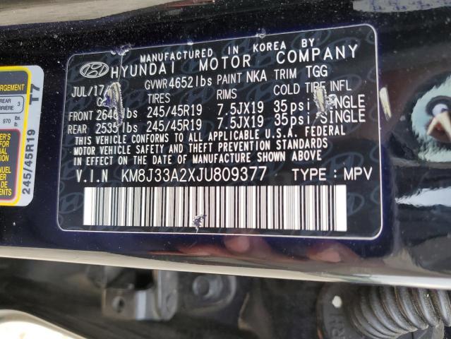 Photo 11 VIN: KM8J33A2XJU809377 - HYUNDAI TUCSON VAL 