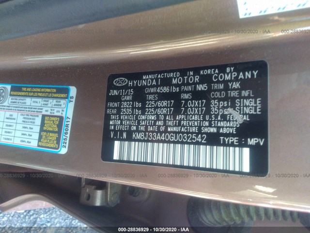 Photo 8 VIN: KM8J33A40GU032542 - HYUNDAI TUCSON 