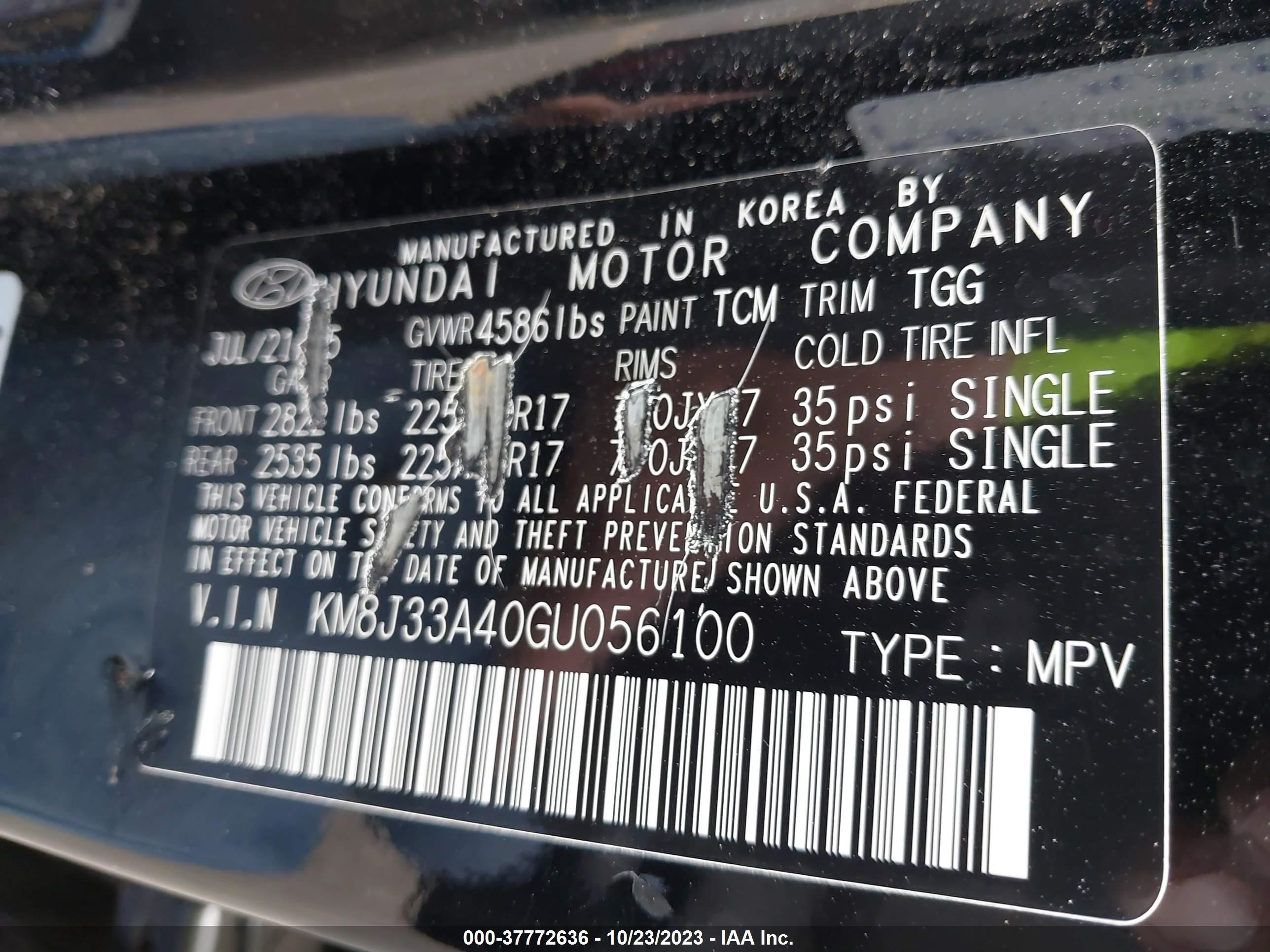 Photo 8 VIN: KM8J33A40GU056100 - HYUNDAI TUCSON 