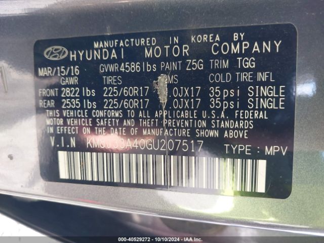 Photo 8 VIN: KM8J33A40GU207517 - HYUNDAI TUCSON 