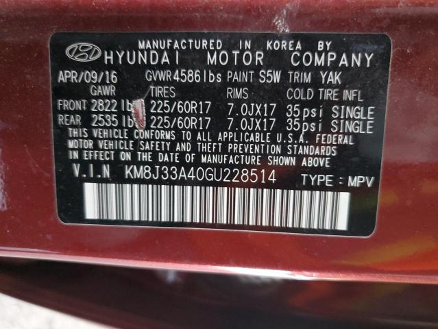 Photo 11 VIN: KM8J33A40GU228514 - HYUNDAI TUCSON 