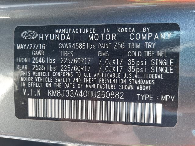 Photo 9 VIN: KM8J33A40HU260882 - HYUNDAI TUCSON LIM 