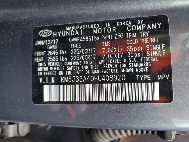 Photo 12 VIN: KM8J33A40HU408920 - HYUNDAI TUCSON LIM 