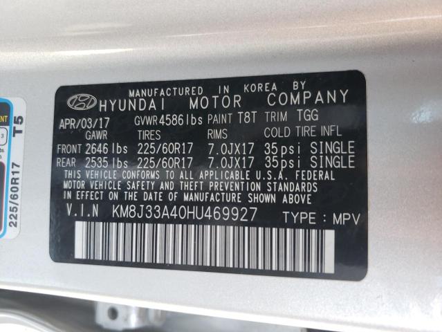 Photo 9 VIN: KM8J33A40HU469927 - HYUNDAI TUCSON LIM 