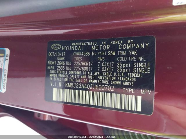 Photo 8 VIN: KM8J33A40JU600702 - HYUNDAI TUCSON 