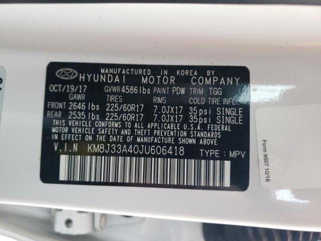 Photo 9 VIN: KM8J33A40JU606418 - HYUNDAI TUCSON SEL 