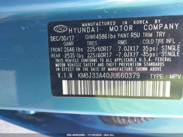 Photo 8 VIN: KM8J33A40JU660379 - HYUNDAI TUCSON 