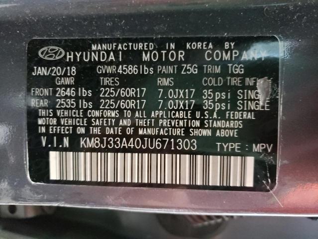 Photo 9 VIN: KM8J33A40JU671303 - HYUNDAI TUCSON SEL 