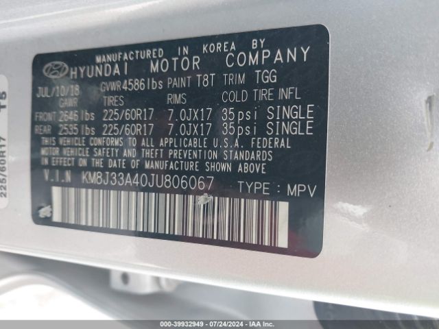 Photo 8 VIN: KM8J33A40JU806067 - HYUNDAI TUCSON 