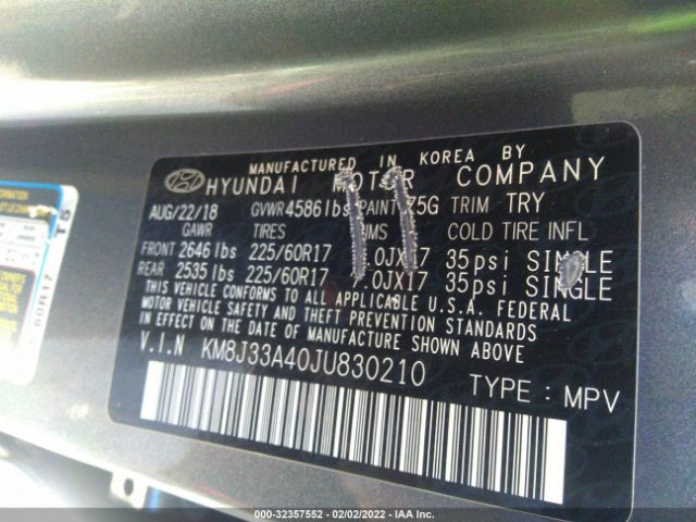 Photo 8 VIN: KM8J33A40JU830210 - HYUNDAI TUCSON 