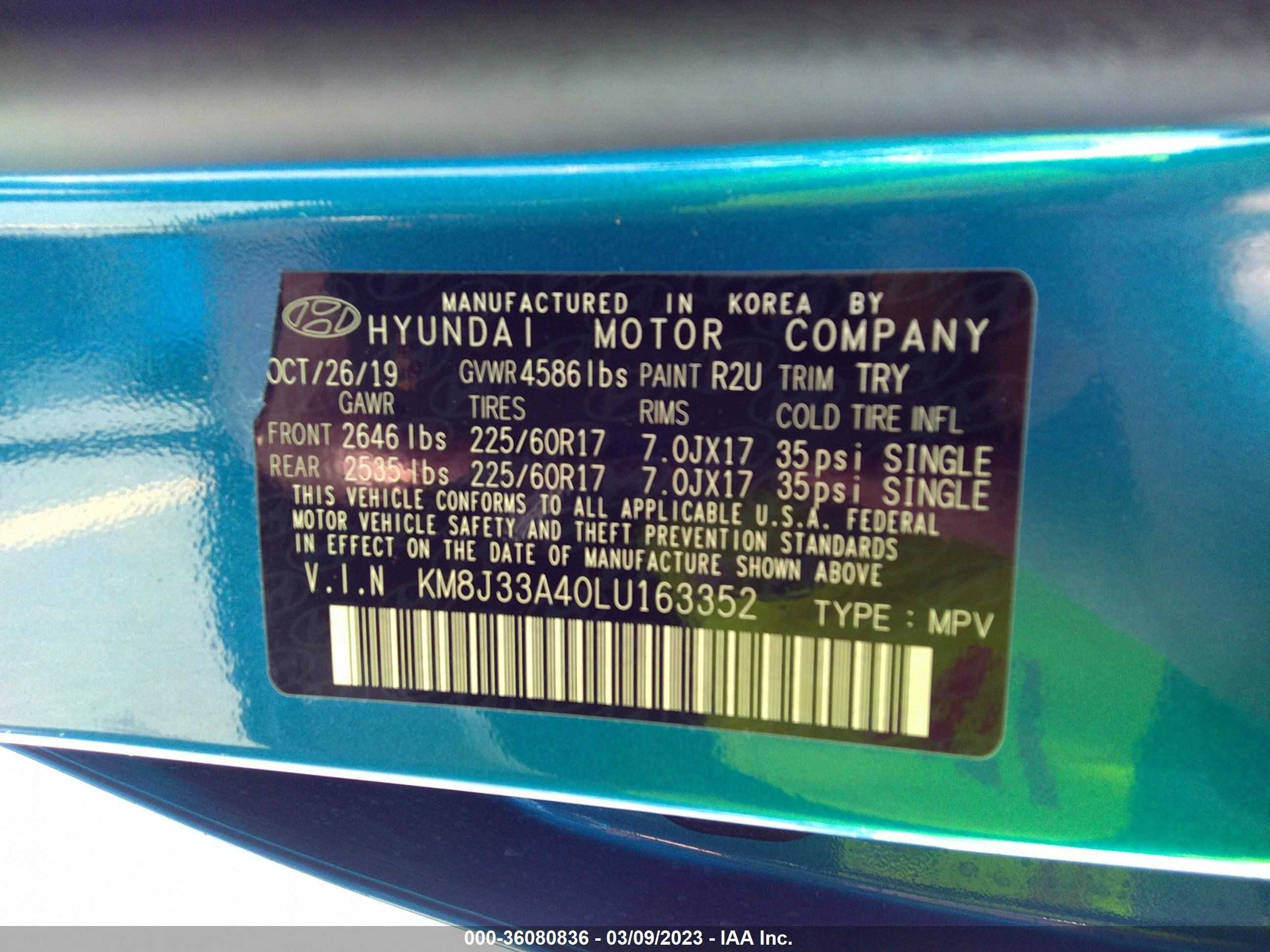 Photo 8 VIN: KM8J33A40LU163352 - HYUNDAI TUCSON 