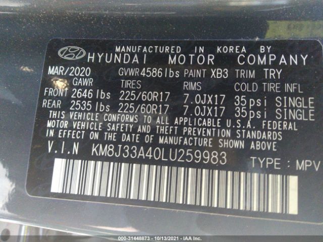 Photo 8 VIN: KM8J33A40LU259983 - HYUNDAI TUCSON 