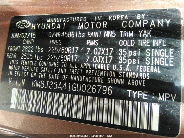 Photo 8 VIN: KM8J33A41GU026796 - HYUNDAI TUCSON 