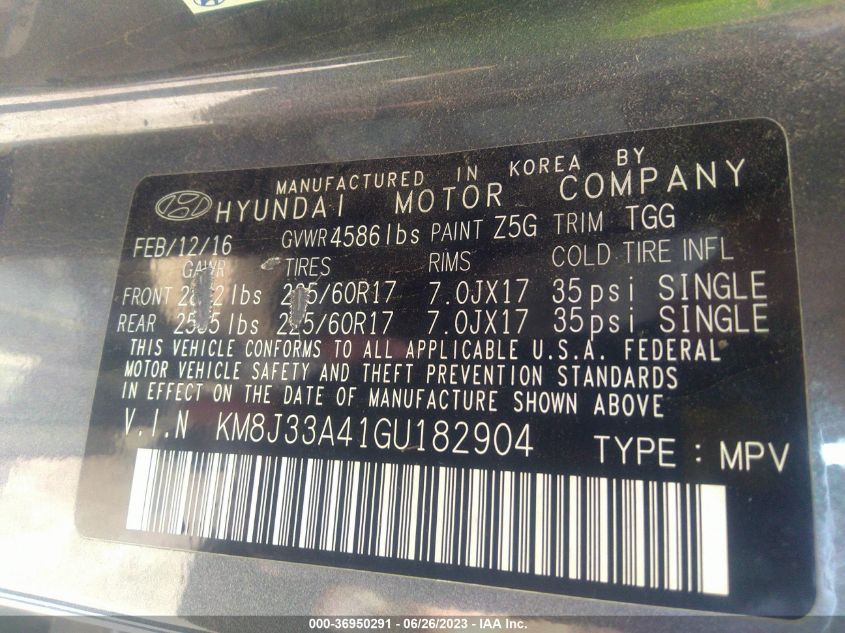 Photo 8 VIN: KM8J33A41GU182904 - HYUNDAI TUCSON 