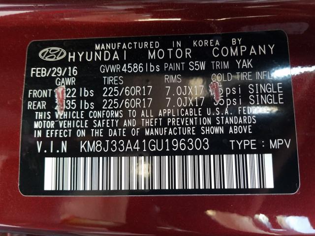 Photo 9 VIN: KM8J33A41GU196303 - HYUNDAI TUCSON 