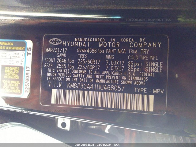 Photo 8 VIN: KM8J33A41HU468057 - HYUNDAI TUCSON 