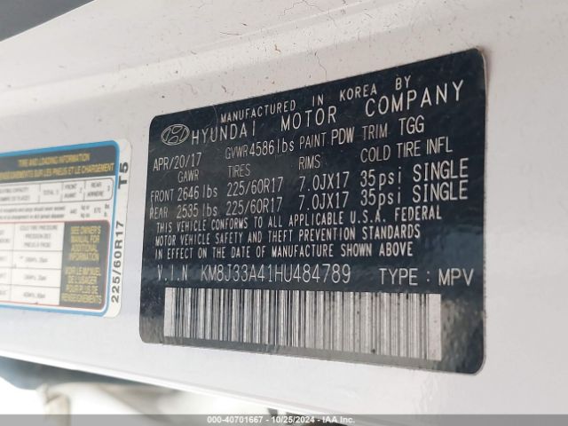 Photo 8 VIN: KM8J33A41HU484789 - HYUNDAI TUCSON 