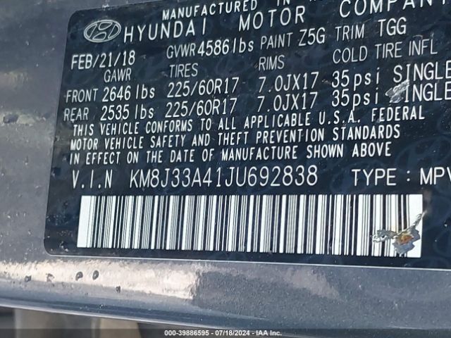 Photo 8 VIN: KM8J33A41JU692838 - HYUNDAI TUCSON 