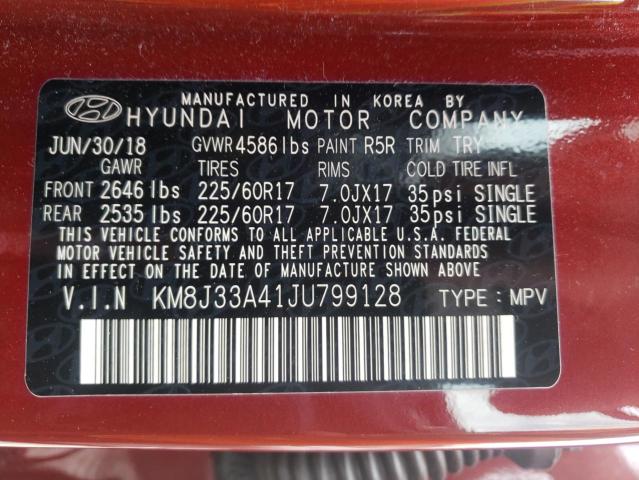 Photo 9 VIN: KM8J33A41JU799128 - HYUNDAI TUCSON SEL 