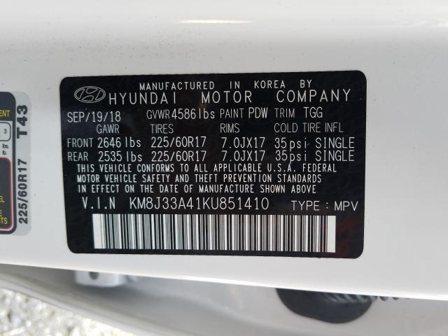 Photo 9 VIN: KM8J33A41KU851410 - HYUNDAI TUCSON LIM 