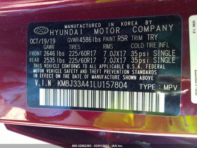 Photo 8 VIN: KM8J33A41LU157804 - HYUNDAI TUCSON 