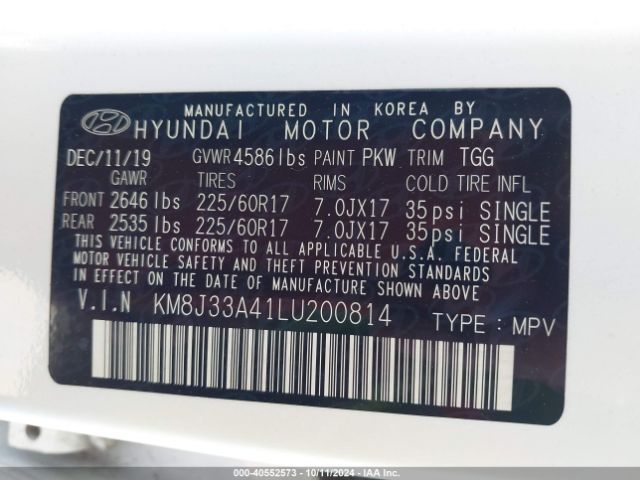 Photo 8 VIN: KM8J33A41LU200814 - HYUNDAI TUCSON 