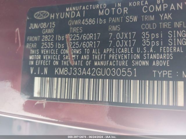 Photo 8 VIN: KM8J33A42GU030551 - HYUNDAI TUCSON 