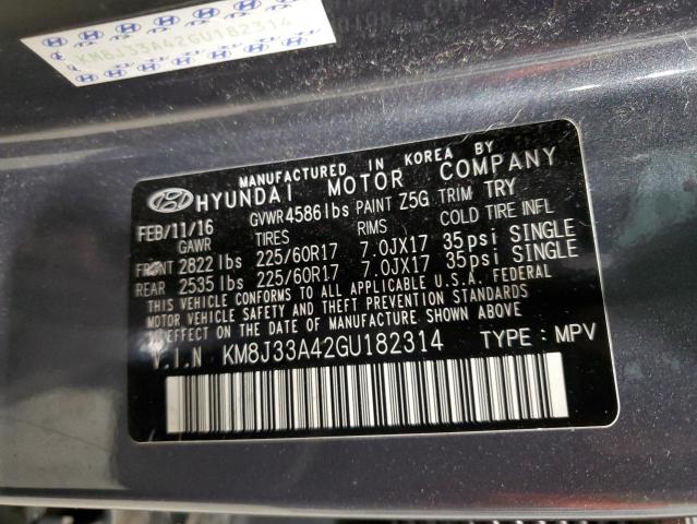 Photo 12 VIN: KM8J33A42GU182314 - HYUNDAI TUCSON LIM 