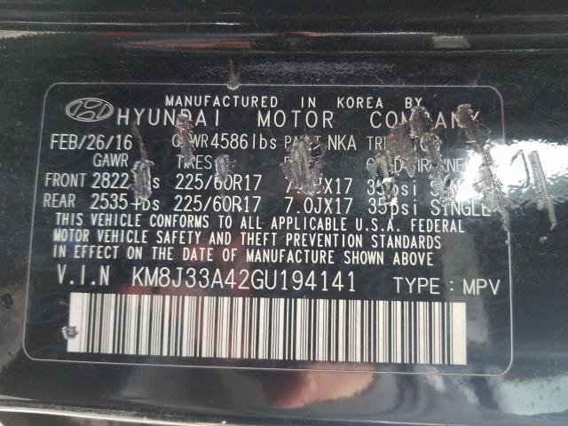 Photo 9 VIN: KM8J33A42GU194141 - HYUNDAI TUCSON 