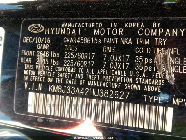 Photo 8 VIN: KM8J33A42HU382627 - HYUNDAI TUCSON 