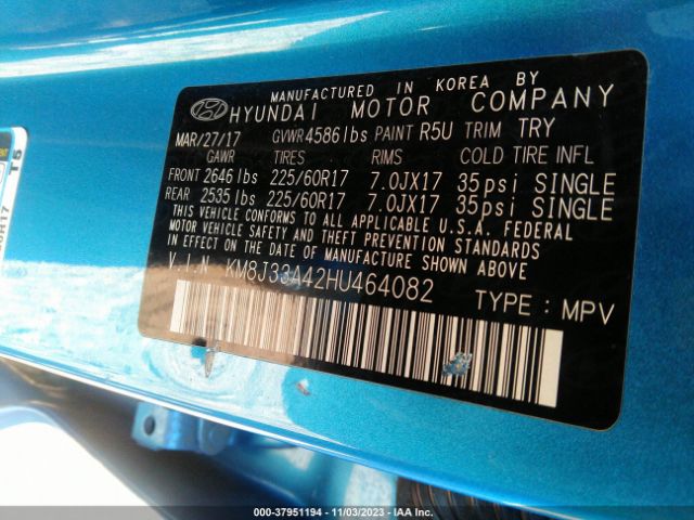 Photo 8 VIN: KM8J33A42HU464082 - HYUNDAI TUCSON 