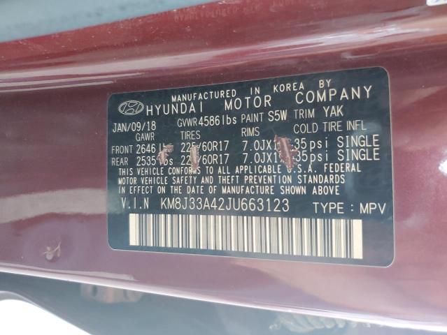 Photo 12 VIN: KM8J33A42JU663123 - HYUNDAI TUCSON SEL 