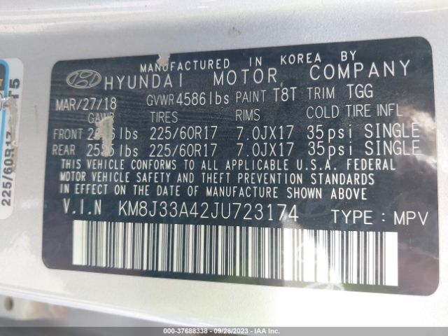 Photo 8 VIN: KM8J33A42JU723174 - HYUNDAI TUCSON 