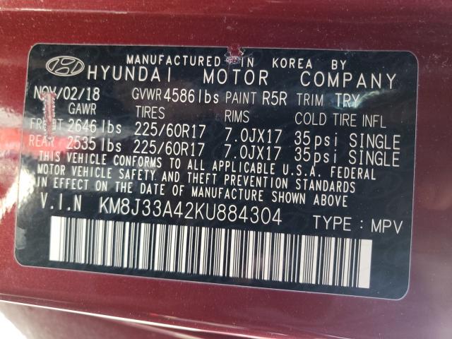 Photo 9 VIN: KM8J33A42KU884304 - HYUNDAI TUCSON LIM 