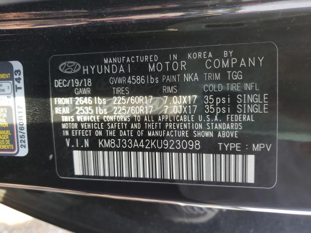 Photo 9 VIN: KM8J33A42KU923098 - HYUNDAI TUCSON LIM 