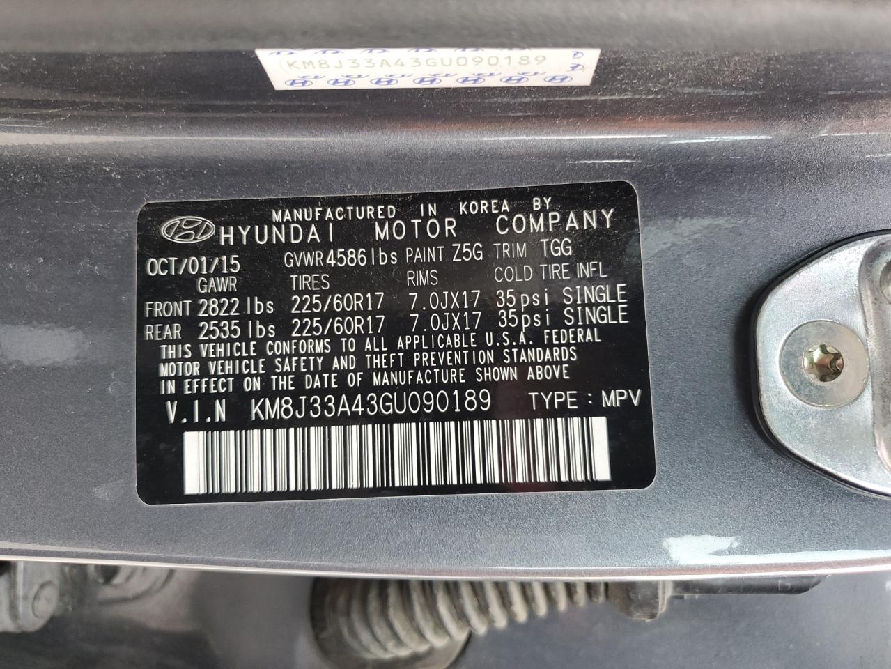 Photo 11 VIN: KM8J33A43GU090189 - HYUNDAI TUCSON 