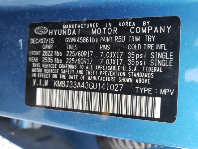 Photo 9 VIN: KM8J33A43GU141027 - HYUNDAI TUCSON LIM 