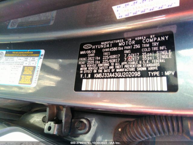 Photo 8 VIN: KM8J33A43GU202098 - HYUNDAI TUCSON 