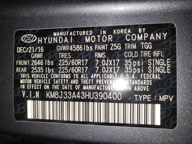 Photo 11 VIN: KM8J33A43HU390400 - HYUNDAI TUCSON 