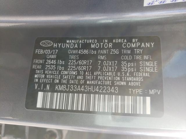 Photo 9 VIN: KM8J33A43HU422343 - HYUNDAI TUCSON 