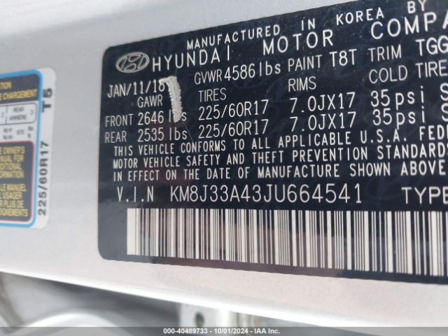 Photo 8 VIN: KM8J33A43JU664541 - HYUNDAI TUCSON 