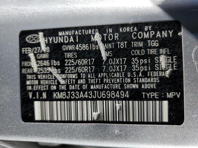 Photo 12 VIN: KM8J33A43JU698494 - HYUNDAI TUCSON SEL 