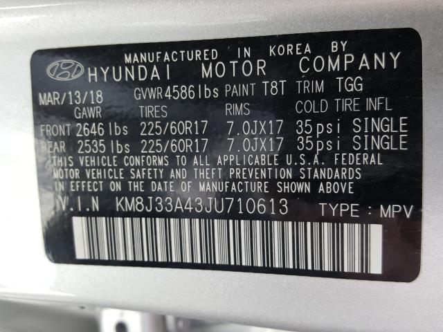 Photo 9 VIN: KM8J33A43JU710613 - HYUNDAI TUCSON SEL 