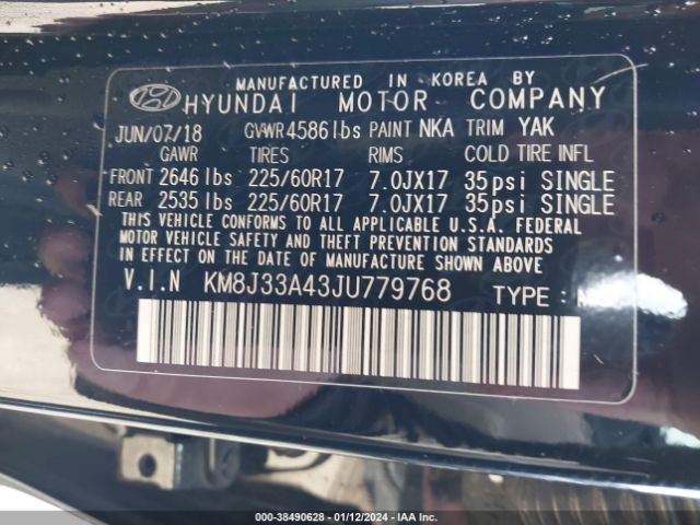 Photo 8 VIN: KM8J33A43JU779768 - HYUNDAI TUCSON 