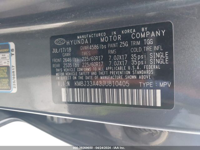 Photo 8 VIN: KM8J33A43JU810405 - HYUNDAI TUCSON 