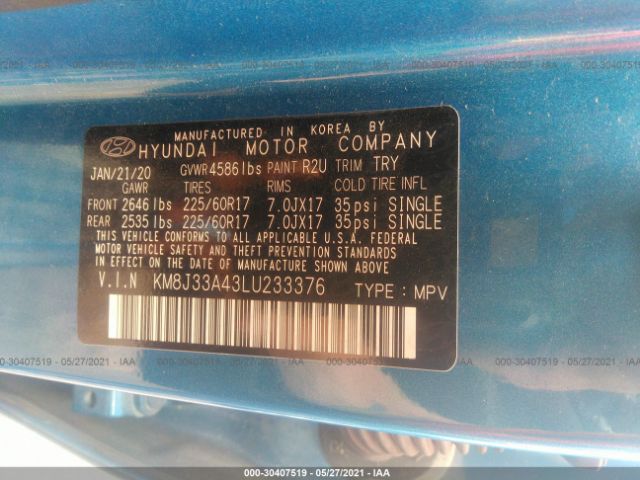 Photo 8 VIN: KM8J33A43LU233376 - HYUNDAI TUCSON 